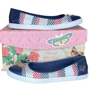 Tommy Hilfiger Canvas Flats Preppy Old Money Size 8.5 Rounded Toe Non Slip Soles